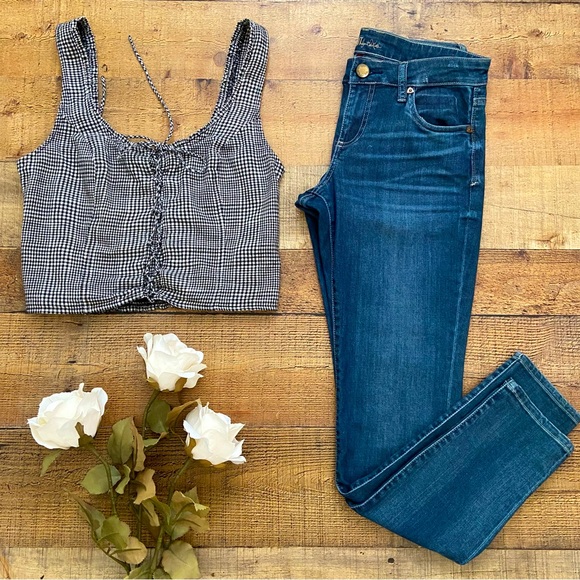 Black + White Plaid Crop Top Abercrombie + Fitch - Picture 4 of 8